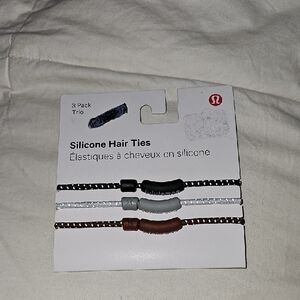 Lululemon Nwts 3 Pack Of Silicone Hair Ties!! BLK/WHT/DTBN!! Sold Out!!